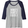 image:imageWorlds Okayest Golfer  Great Gift for Golfers Raglan Baseball TeeNavy BlueAthletic Heather