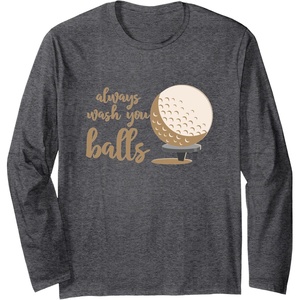 image:imageAlways Wash You Balls  Golf Gift Long Sleeve TShirtDark Heather Grey