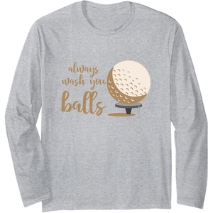 image:imageAlways Wash You Balls  Golf Gift Long Sleeve TShirtHeather Grey