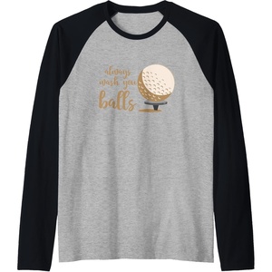 image:imageAlways Wash You Balls  Golf Gift Raglan Baseball TeeBlackAthletic Heather