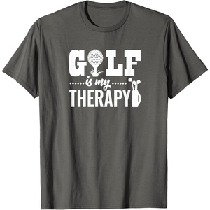 image:imageBrooke amp Jess Designs Golf is My Therapy Unisex Adult TShirt  Black  Small  Short Sleeve  Classic Fit  Golfers GiftAsphalt Grey