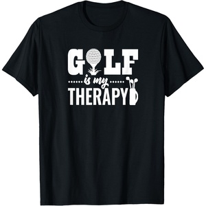 image:imageBrooke amp Jess Designs Golf is My Therapy Unisex Adult TShirt  Black  Small  Short Sleeve  Classic Fit  Golfers GiftBlack