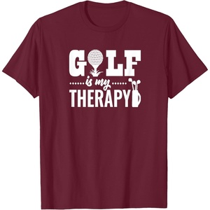 image:imageBrooke amp Jess Designs Golf is My Therapy Unisex Adult TShirt  Black  Small  Short Sleeve  Classic Fit  Golfers GiftBurgundy