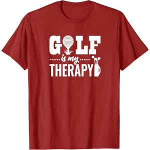 image:imageBrooke amp Jess Designs Golf is My Therapy Unisex Adult TShirt  Black  Small  Short Sleeve  Classic Fit  Golfers GiftCranberry Red
