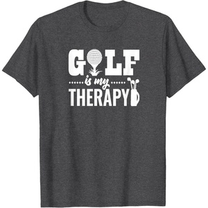 image:imageBrooke amp Jess Designs Golf is My Therapy Unisex Adult TShirt  Black  Small  Short Sleeve  Classic Fit  Golfers GiftDark Heather Grey