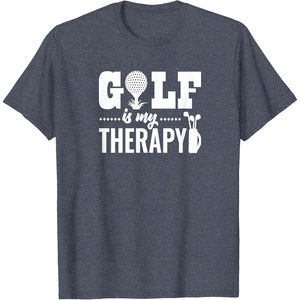 image:imageBrooke amp Jess Designs Golf is My Therapy Unisex Adult TShirt  Black  Small  Short Sleeve  Classic Fit  Golfers GiftHeather Blue