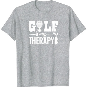 image:imageBrooke amp Jess Designs Golf is My Therapy Unisex Adult TShirt  Black  Small  Short Sleeve  Classic Fit  Golfers GiftHeather Grey