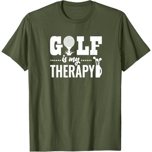 image:imageBrooke amp Jess Designs Golf is My Therapy Unisex Adult TShirt  Black  Small  Short Sleeve  Classic Fit  Golfers GiftOlive Green