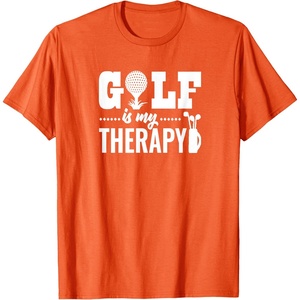 image:imageBrooke amp Jess Designs Golf is My Therapy Unisex Adult TShirt  Black  Small  Short Sleeve  Classic Fit  Golfers GiftOrange
