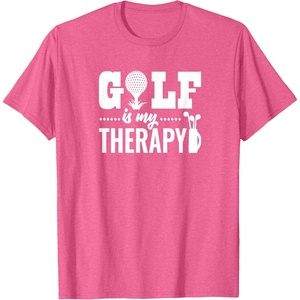 image:imageBrooke amp Jess Designs Golf is My Therapy Unisex Adult TShirt  Black  Small  Short Sleeve  Classic Fit  Golfers GiftPink Heather