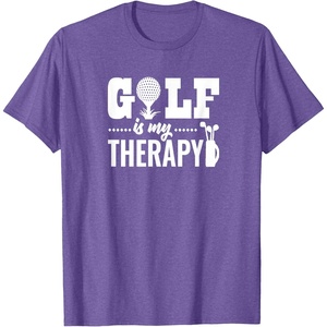 image:imageBrooke amp Jess Designs Golf is My Therapy Unisex Adult TShirt  Black  Small  Short Sleeve  Classic Fit  Golfers GiftPurple Heather