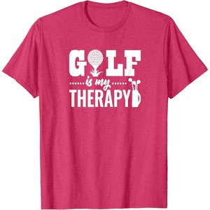 image:imageBrooke amp Jess Designs Golf is My Therapy Unisex Adult TShirt  Black  Small  Short Sleeve  Classic Fit  Golfers GiftRed Heather