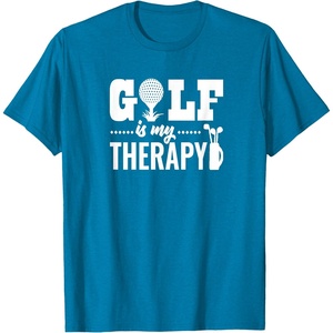 image:imageBrooke amp Jess Designs Golf is My Therapy Unisex Adult TShirt  Black  Small  Short Sleeve  Classic Fit  Golfers GiftSapphire Blue
