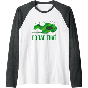 image:imageId Tap That  Golf Gift Raglan Baseball TeeDark Heather GreyWhite
