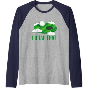 image:imageId Tap That  Golf Gift Raglan Baseball TeeNavy BlueAthletic Heather