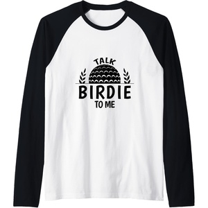 image:imageTalk Birdie To Me  Golf Gift Raglan Baseball TeeBlackWhite