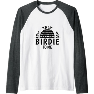 image:imageTalk Birdie To Me  Golf Gift Raglan Baseball TeeDark Heather GreyWhite