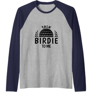 image:imageTalk Birdie To Me  Golf Gift Raglan Baseball TeeNavy BlueAthletic Heather