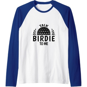 image:imageTalk Birdie To Me  Golf Gift Raglan Baseball TeeRoyal BlueWhite