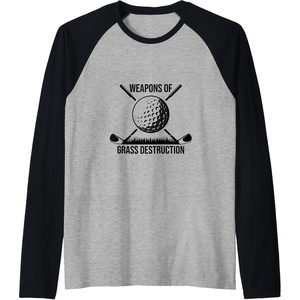image:imageWeapons Of Grass Destruction  Golf Gift Raglan Baseball TeeBlackAthletic Heather