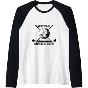 image:imageWeapons Of Grass Destruction  Golf Gift Raglan Baseball TeeBlackWhite