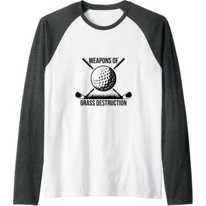 image:imageWeapons Of Grass Destruction  Golf Gift Raglan Baseball TeeDark Heather GreyWhite