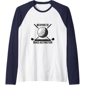 image:imageWeapons Of Grass Destruction  Golf Gift Raglan Baseball TeeNavy BlueWhite