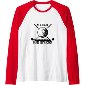 image:imageWeapons Of Grass Destruction  Golf Gift Raglan Baseball TeeRedWhite