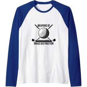 image:imageWeapons Of Grass Destruction  Golf Gift Raglan Baseball TeeRoyal BlueWhite