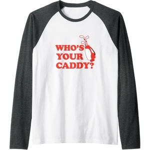 image:imageWhos Your Caddy  Golf Gift Raglan Baseball TeeDark Heather GreyWhite