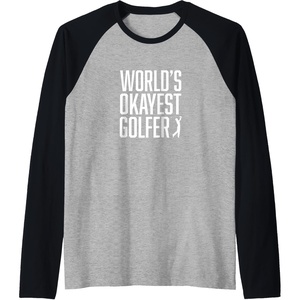image:imageWorlds Okayest Golfer  Great Gift for Golfers Raglan Baseball TeeBlackAthletic Heather
