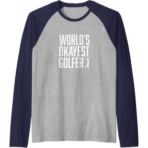 image:imageWorlds Okayest Golfer  Great Gift for Golfers Raglan Baseball TeeNavy BlueAthletic Heather