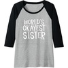 image:imageWorlds Okayest Sister  Sister Gifts Raglan Baseball TeeBlackAthletic Heather