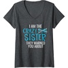 image:imageWomens I Am The Crazy Fun Sister  Sister Gifts VNeck TShirtDark Heather Grey