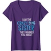 image:imageWomens I Am The Crazy Fun Sister  Sister Gifts VNeck TShirtPurple
