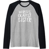 image:imageWorlds Okayest Sister  Sister Gifts Raglan Baseball TeeBlackAthletic Heather