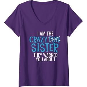 image:imageWomens I Am The Crazy Fun Sister  Sister Gifts VNeck TShirtPurple