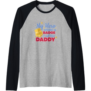 image:imageMy Hero Wears A Badge  First Responder Gift Raglan Baseball TeeBlackAthletic Heather