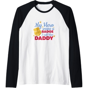 image:imageMy Hero Wears A Badge  First Responder Gift Raglan Baseball TeeBlackWhite