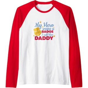 image:imageMy Hero Wears A Badge  First Responder Gift Raglan Baseball TeeRedWhite