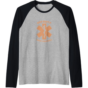 image:imageOff Duty Save Yourself  First Responder Gift Raglan Baseball TeeBlackAthletic Heather
