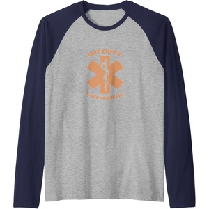 image:imageOff Duty Save Yourself  First Responder Gift Raglan Baseball TeeNavy BlueAthletic Heather