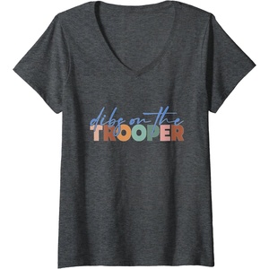 image:imageWomens Dibs On The Trooper  First Responder Gift VNeck TShirtDark Heather Grey