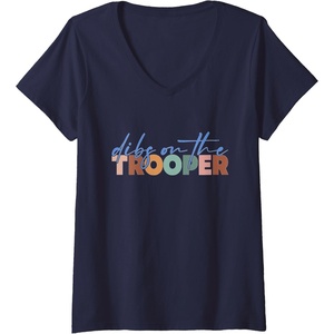 image:imageWomens Dibs On The Trooper  First Responder Gift VNeck TShirtNavy Blue