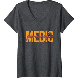 image:imageWomens Medic Paramedic  First Responder Gift VNeck TShirtDark Heather Grey