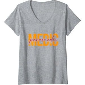 image:imageWomens Medic Paramedic  First Responder Gift VNeck TShirtHeather Grey