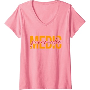 image:imageWomens Medic Paramedic  First Responder Gift VNeck TShirtPink