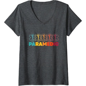 image:imageWomens Paramedic  First Responder Gift VNeck TShirtDark Heather Grey