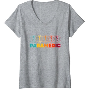 image:imageWomens Paramedic  First Responder Gift VNeck TShirtHeather Grey