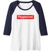 image:imageFunny Pizza  Pepperoni amp Not Supreme for Teens Tweens Raglan Baseball TeeNavy BlueWhite